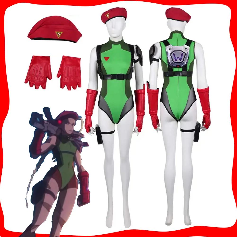 

OW Widowmaker Cammy White Cosplay Roleplay Jumpsuit Hat Gloves Set Costume for Adult Women Fantasy Halloween Carnival Party Suit