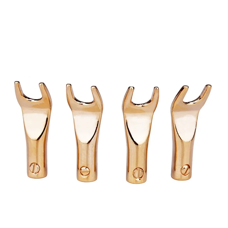 Banana Y Plug High Quality Pure Copper Gold Plated Y-Shaped Speaker Sonnector U-Shaped For Amplifier Mixing Console
