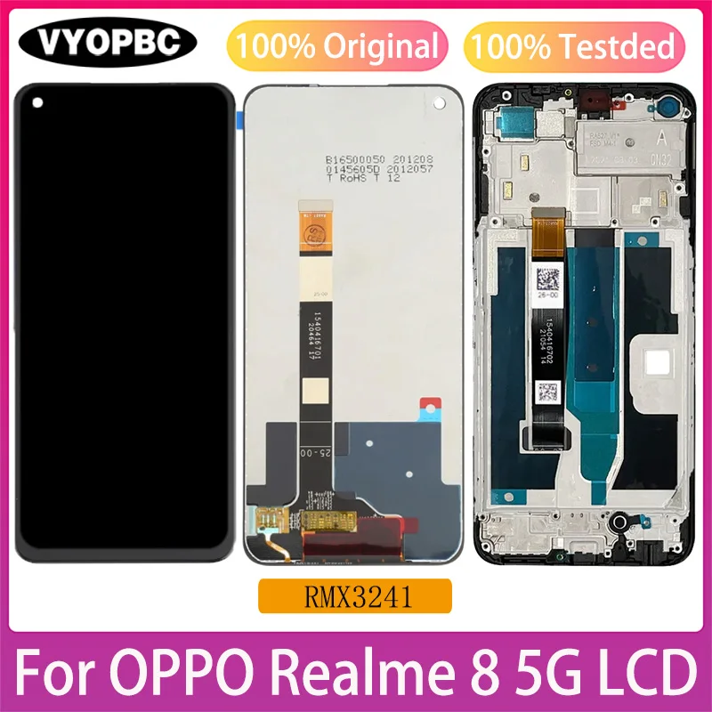 For OPPO Realme 8 5G Original LCD Display With Frame Panel Digitizer Assembly Repair Replacement Parts RMX3241 Touch Screen