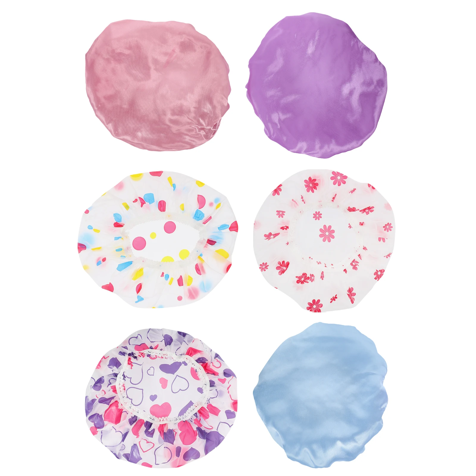 

6pcs Waterproof Caps Shower Cap Women Reusable Thick Peva Bath Hair Hat For Women Large Shower Cap For Long Hair Braids