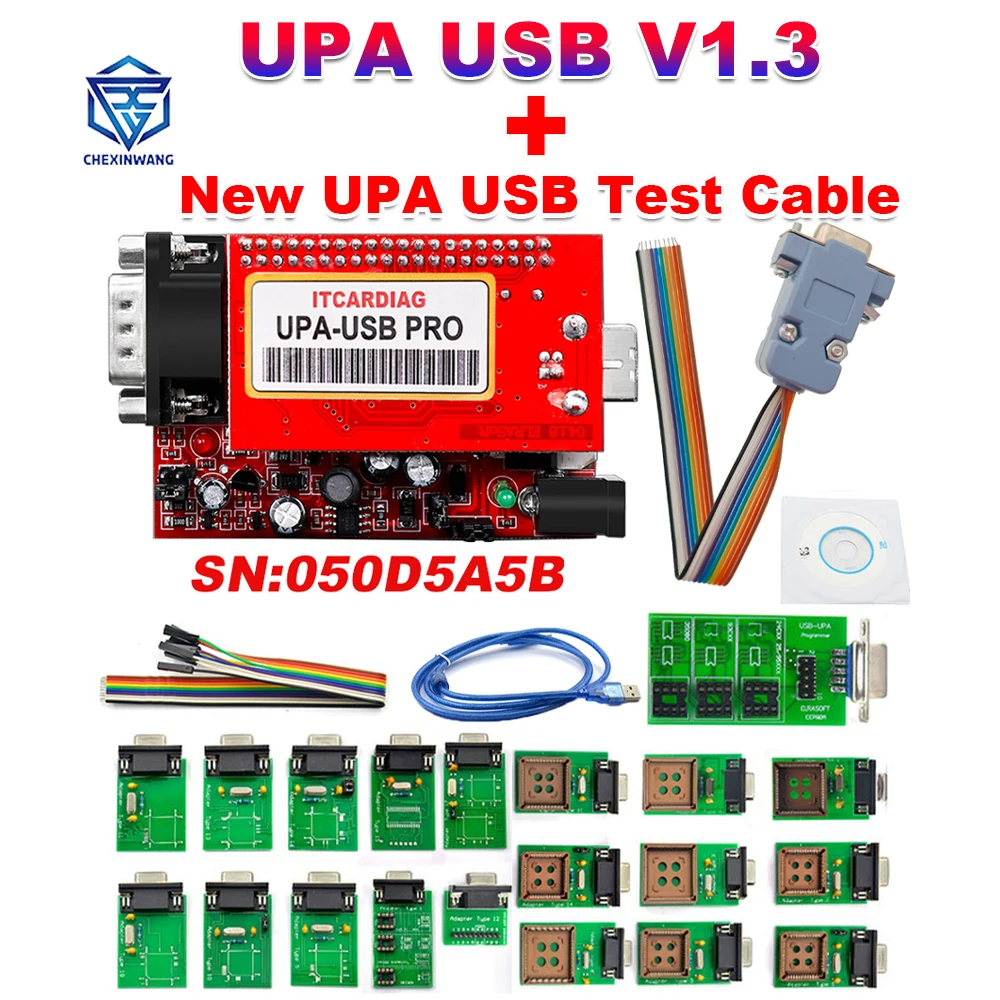 

UPA USB Programmer SN:050D5A5B with New UPA USB V1.3 Test Cable Add 350MB Script ECU Chip Tunning Tool with NEC Function Adapter