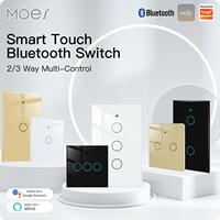 Moes Smart Tuya Bluetooth Wall Touch Light Switch Wireless 2/3 Way Muilti-Control Association Sigmesh Smart Life APP