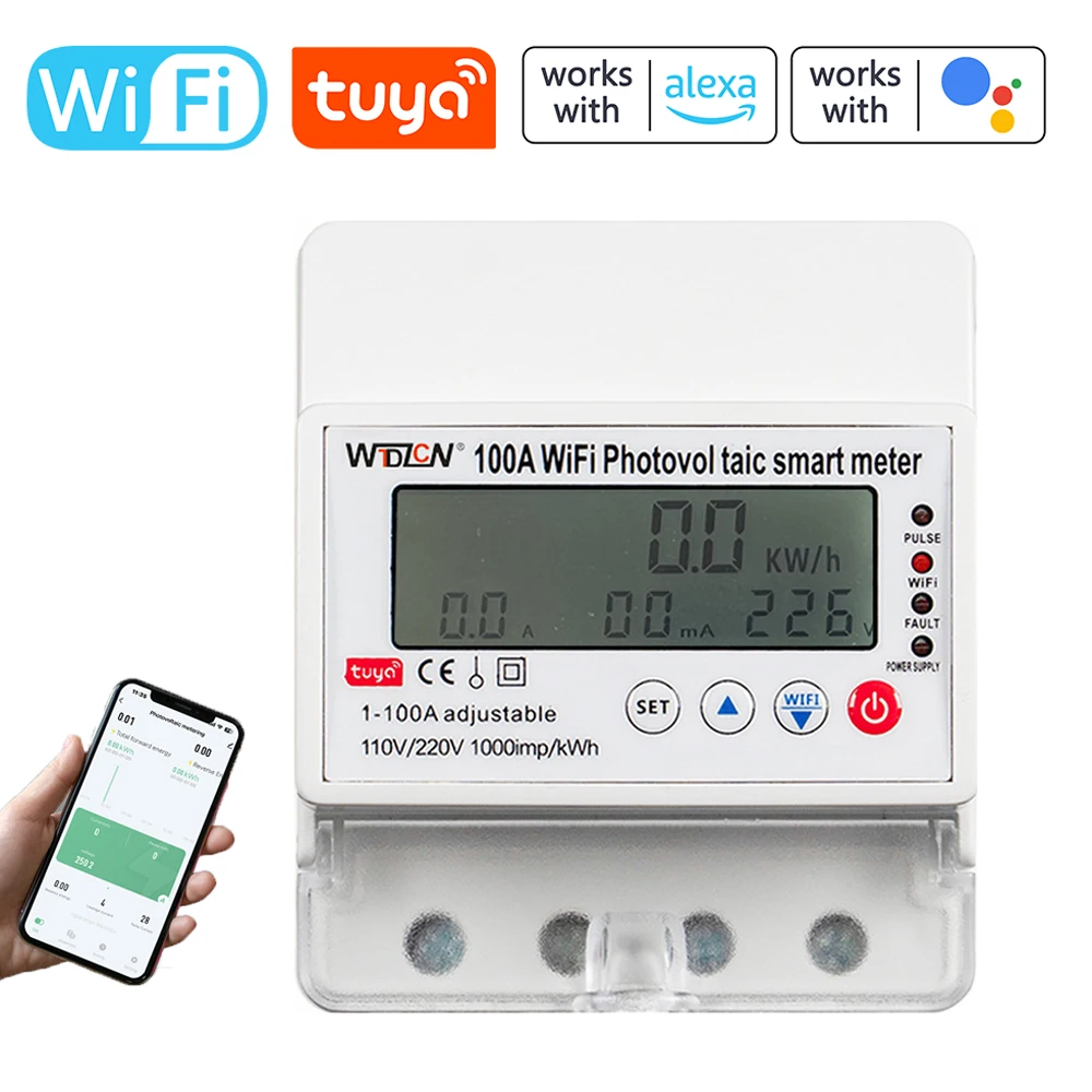 

Tuya WiFi Intelligent Photovoltaic Meter Breaker Timer Multifunctional Solar Bidirectional Hour Meter Home Electronic Appliances