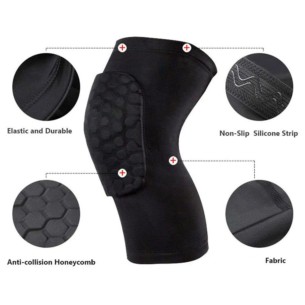 1 paar Waben Basketball Knie Pads Kurze Design Kompression Bein Ärmeln Kneepad Volleyball Schutz Brace Unterstützung – Detail 5