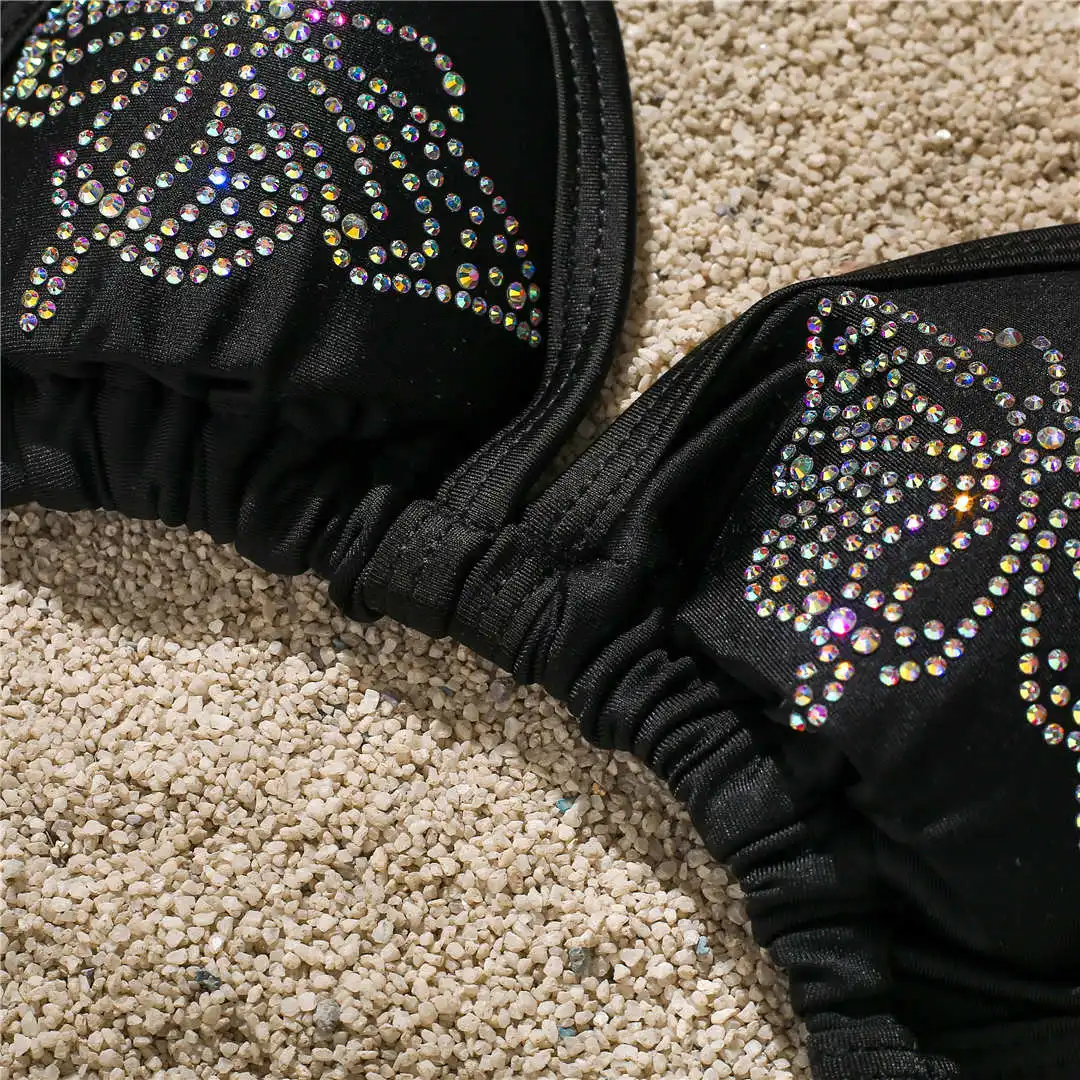Bling Butterfly Strass-Bikini Damen-Badeanzug Zweiteiliges Bikini-Set Damen-Badeanzug Neckholder-Badeanzug Badebekleidung V2576 – Detail 33