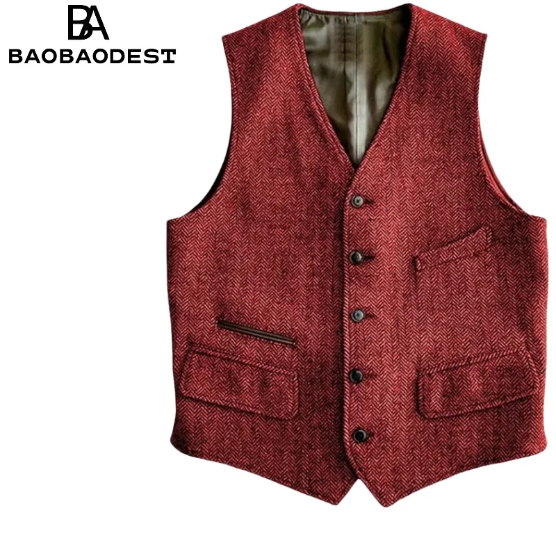 

Solovedress Men's Wool Wedding Vest | Regular Fit Formal Waistcoat for Groom & Groomsmen (Adjustable Back) Black Tie Events