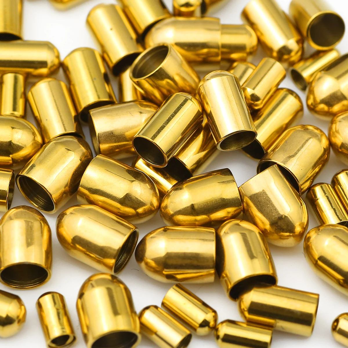 10-20 Stück Edelstahl Zylindrische Endkappen Leder Cord Ende Spitze Perle Kappen Gold Plated Verschluss DIY Schmuck Verschluss