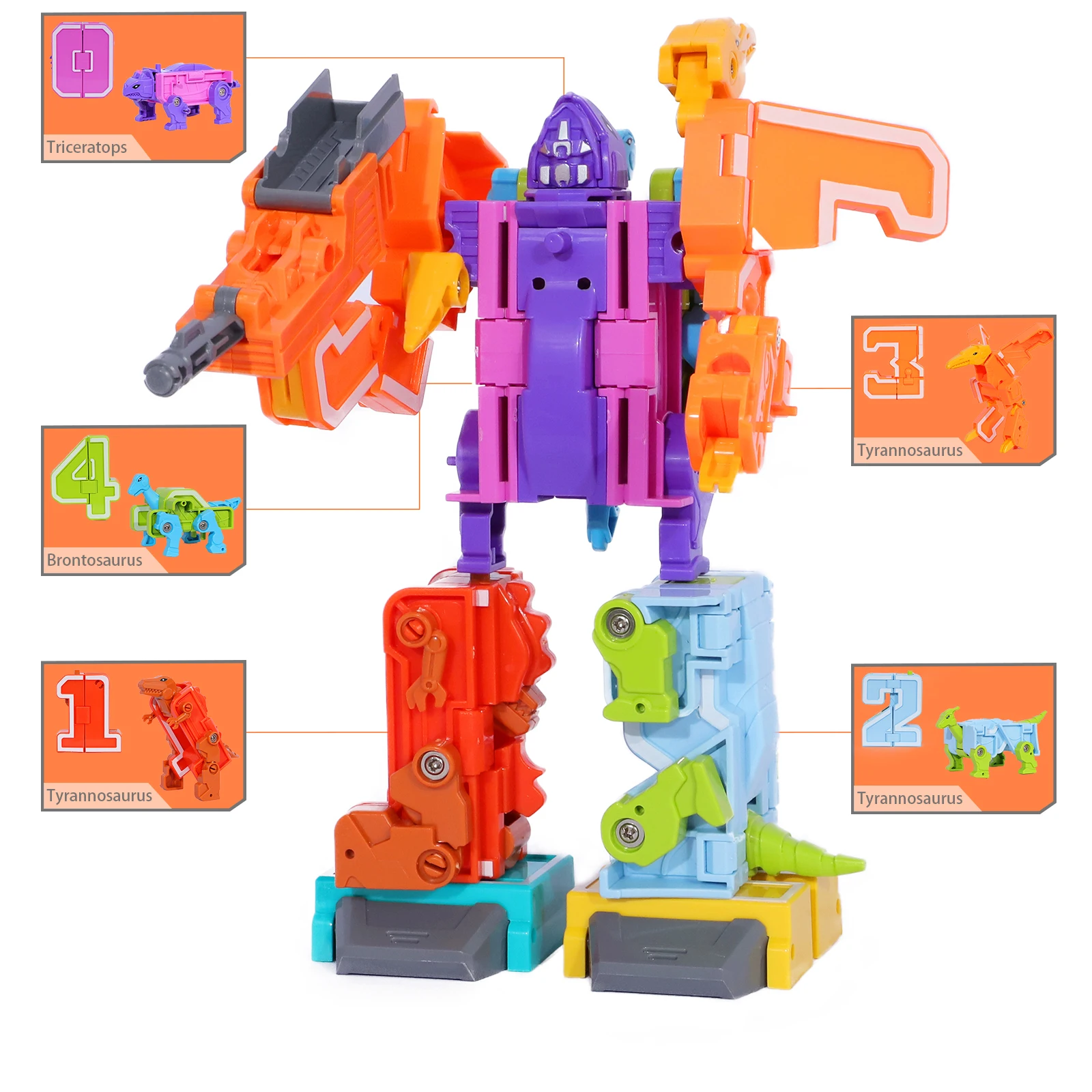 0-9 Nummers Animal Dinosaurus Warrior Vervorming Action Figures Transformatie Robot Speelgoed Voor Kinderen Gift Kinderen Blok Brinquedos