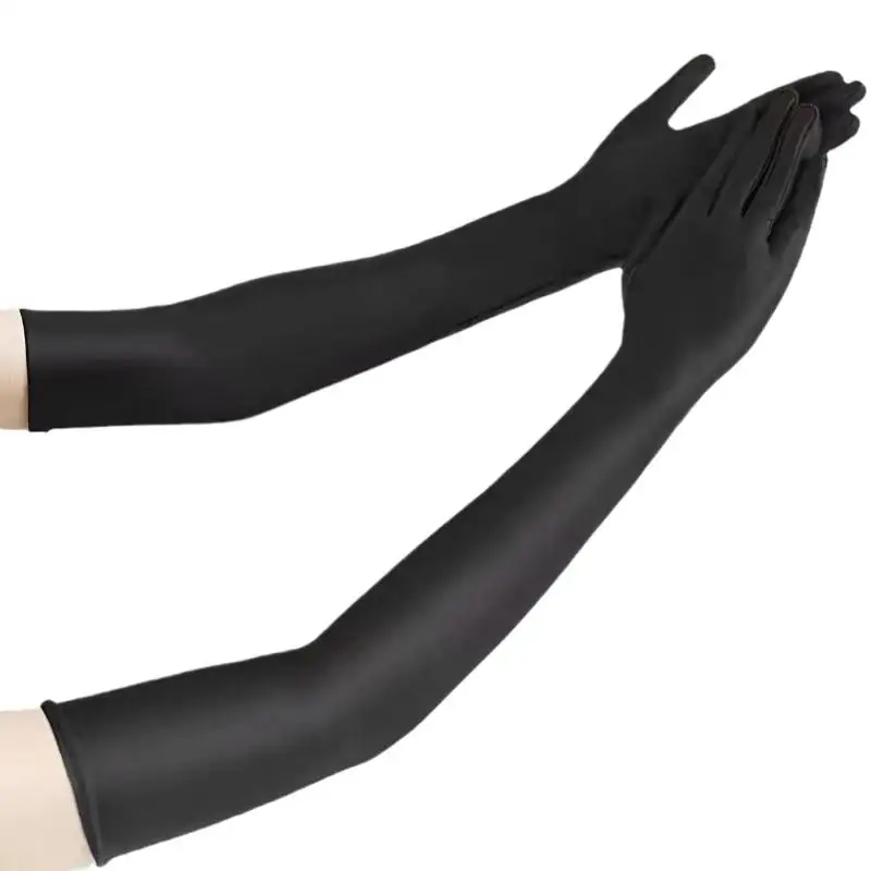 High Elastic Spandex Sun Protection Long Gloves Party Nightclub Wedding Performance Black Gloves