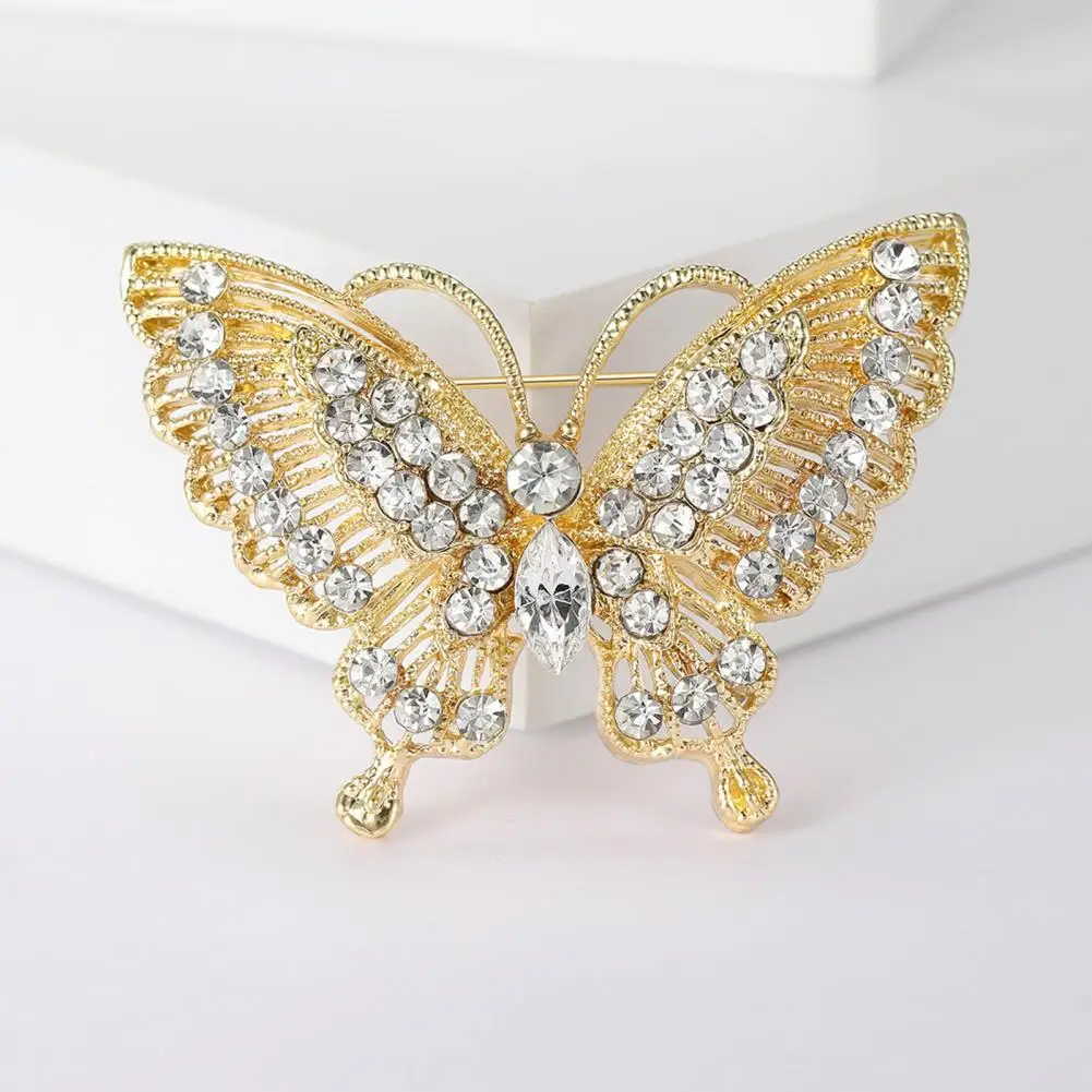 Scarf Brooch Elegant Rhinestone Butterfly Brooch for Women Vintage Suit Coat Pin with Anti-slip Design Stylish Scarf for Prom