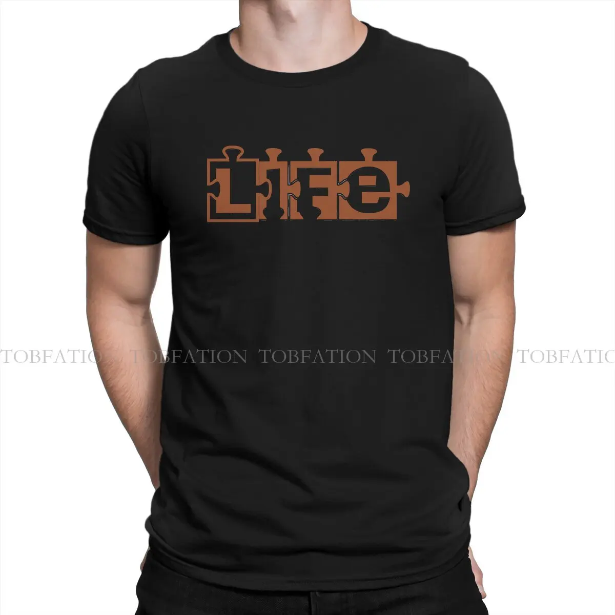 Life is A Puzzle Design Man's TShirt Jigsaw Puzzle Crewneck Short Sleeve 100% Cotton T Shirt Funny High Quality Gift Idea