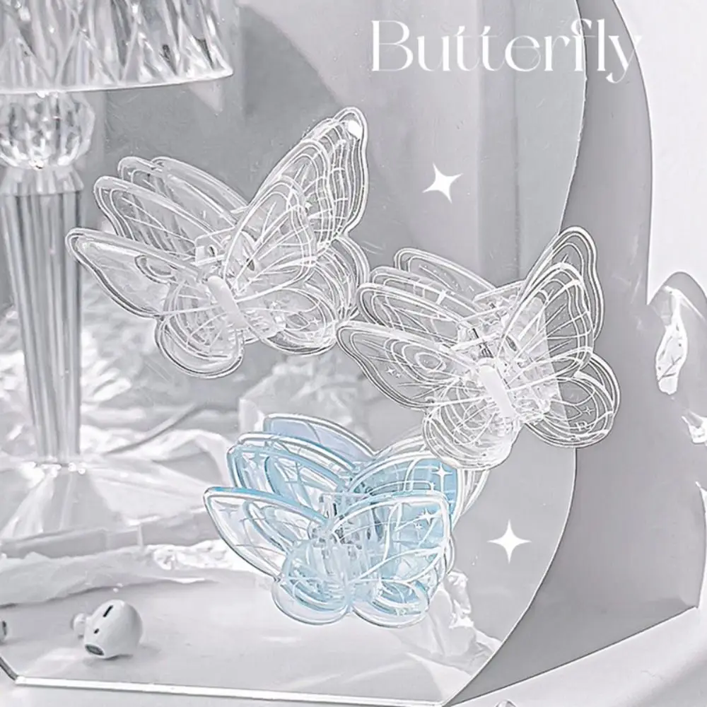 Korean Bookmark Binder Paper Clip Page Holder Fixing Clip Memo Clip Acrylic Butterfly Shape Stationery