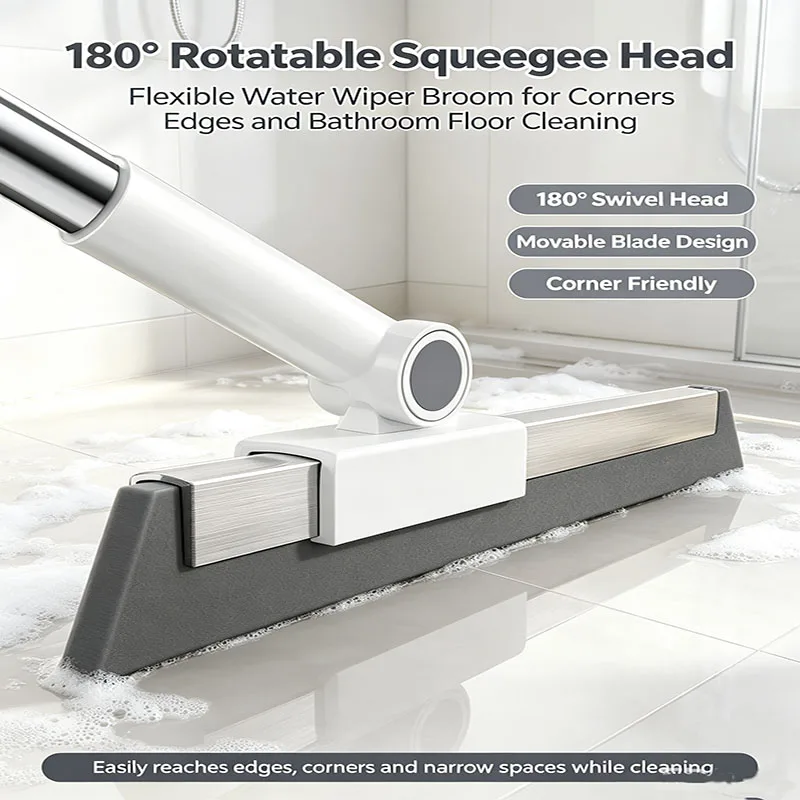 50cm Silicone Floor Squeegee, Adjustable Handle Water Wiper Broom for Bathroom Shower Tile Floor Water Removal - view 6