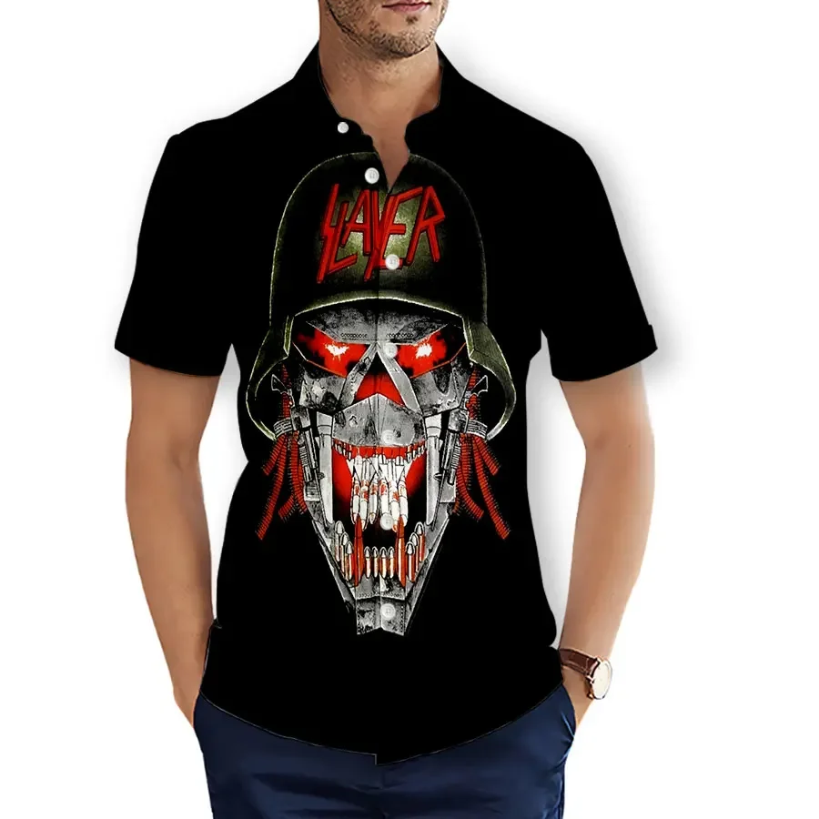 

CAVVING 3D Printed SLAYER BAND Fashion Casual Shirts Men's /Women's Short Sleeves Loose Breathable Shirts T03