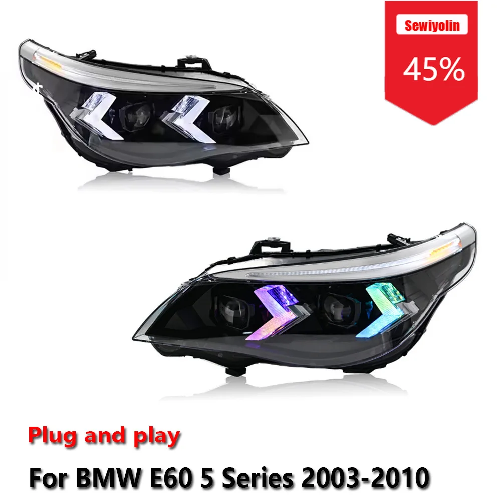

Sewiyolin Car RGB LED Tail Light Assemblies For BMW E60 5 Series 2003-2010 Auto Fog DRL Brake Turn Signal Lamp Plug and Play