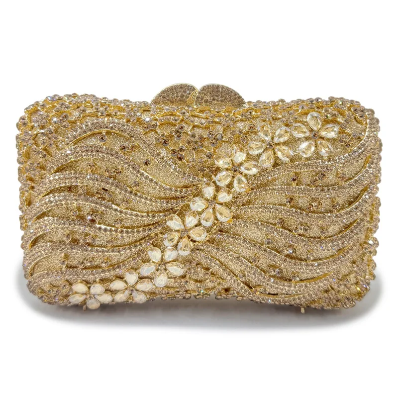 

Boutique Women Crystal Clutch Evening Bags Wedding Party Rhinestones Handbags Ladies Gala Dinner Gold Purses