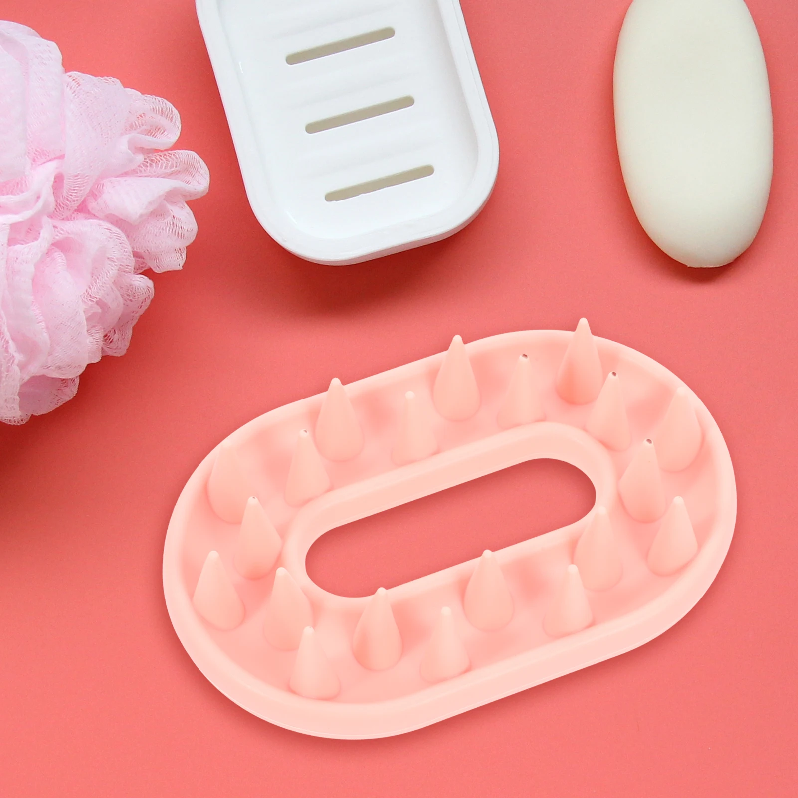 

Silicone Shampoo Brush Scalp Massager Hair Head Scrubber Detergent Shower Brush Ergonomic Lightweight Hang Hole Storage Promote