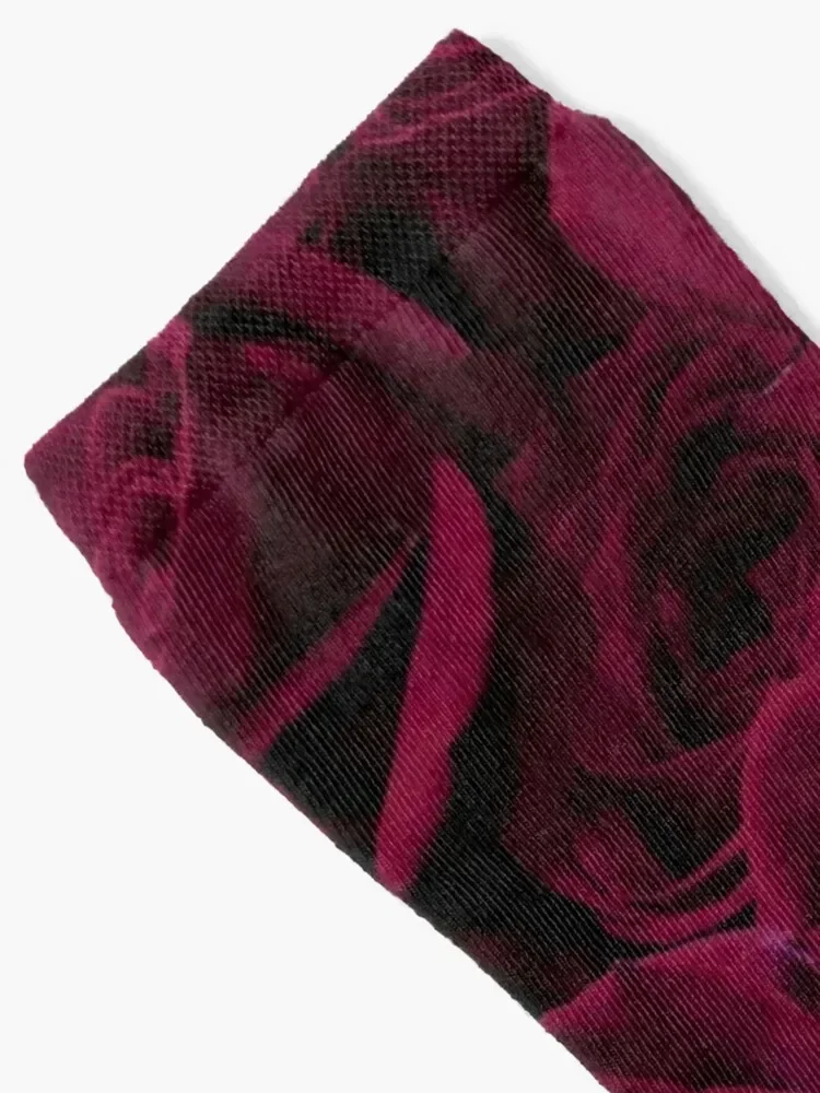 Romantic Burgundy dark red Roses, deep redfloral photo Socks christmass gift hiking Stockings man Socks Men Women's
