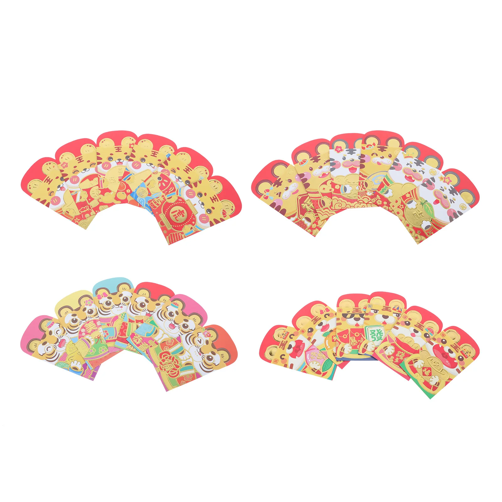 48Pcs Year of The Tiger Red Envelopes Clear Printed Blessings Prosperity Traditional Red Packet New Year Supplies Money Packet
