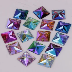 10mm, 16mm, 22mm Colors AB Resin Square Sewing On Stones Flat Back Sew On Rhinestones