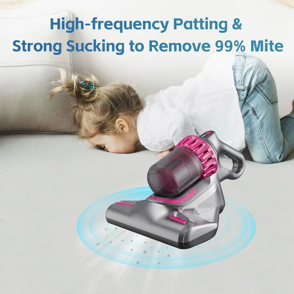 HAOYUNMA Mattress Vacuum Cleaner Cordless, UV Light Bed Vacuum Cleaner 10Kpa High Frequency Double Beat Low Noise, 3-in-1 Handhe