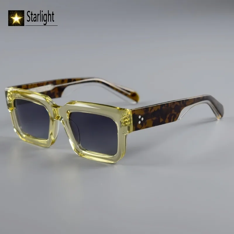 التدرج وجه كبير سميكة إطار مربع النظارات الشمسية السوداء رجل جودة عالية خلات الرجعية نظارات الموضة الرجال UV400 القيادة 150 مللي متر