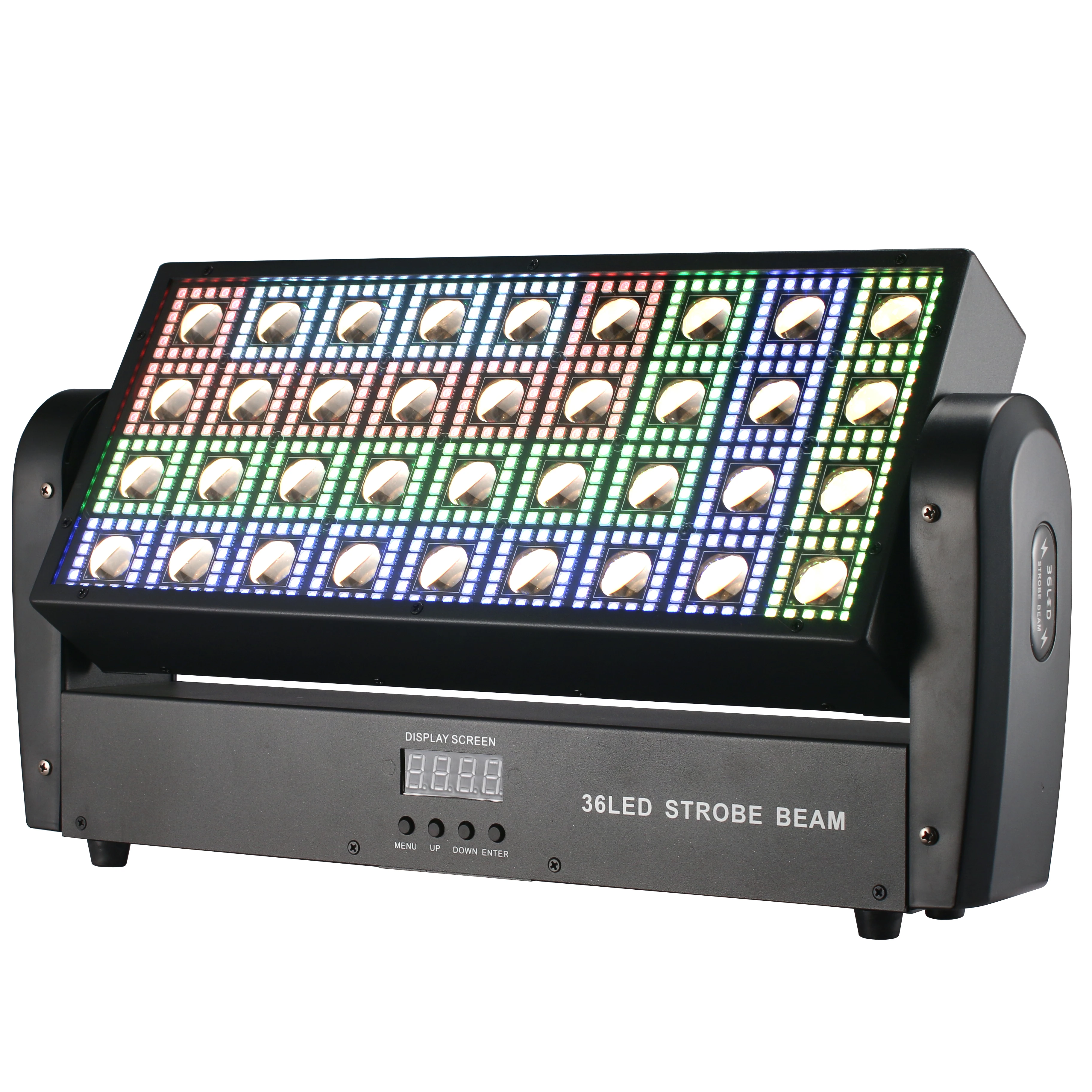 

36 шт. 3W LED RGBW 4-в-1 Вращающиеся головы-прожекторы с эффектом стробоскопа для вечеринок и танцев, с функцией звукоактивации, DMX512, 16/146 каналов, железный корпус