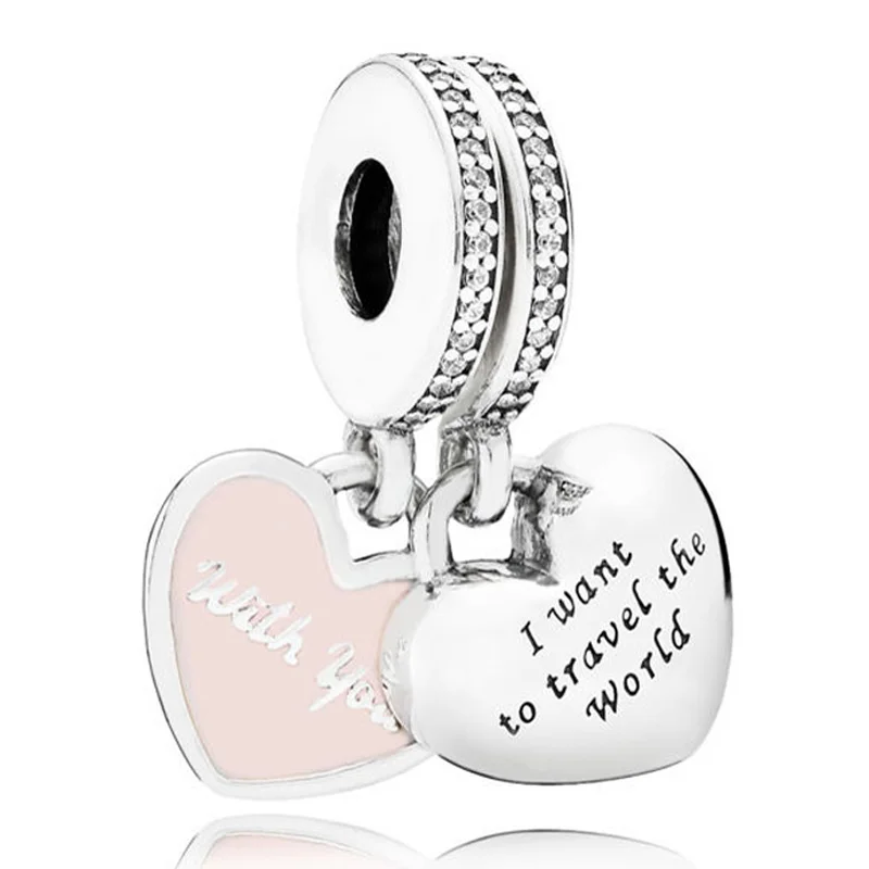 Mother Daughter Split Heart Travel Together Forever Pendant Beads 925 Sterling Silver Charm Fit Europe Bracelet Diy Jewelry