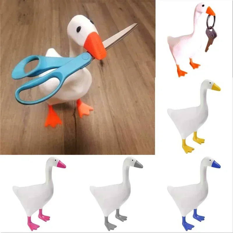 Key Hooks New Resin Goose Duck Statues Storage Rack Home Decor Ornaments Standing Holder Magnetic Glass Tool 3D Gifts Housewarm