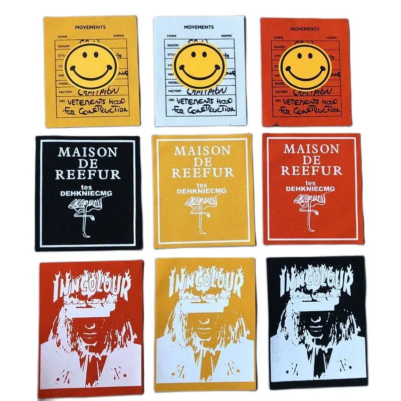 

Mixed 9Pcs/Lot fashion smiling face color printing patches stickers Sew on Applique Clothing handmade DIY Garment Decor