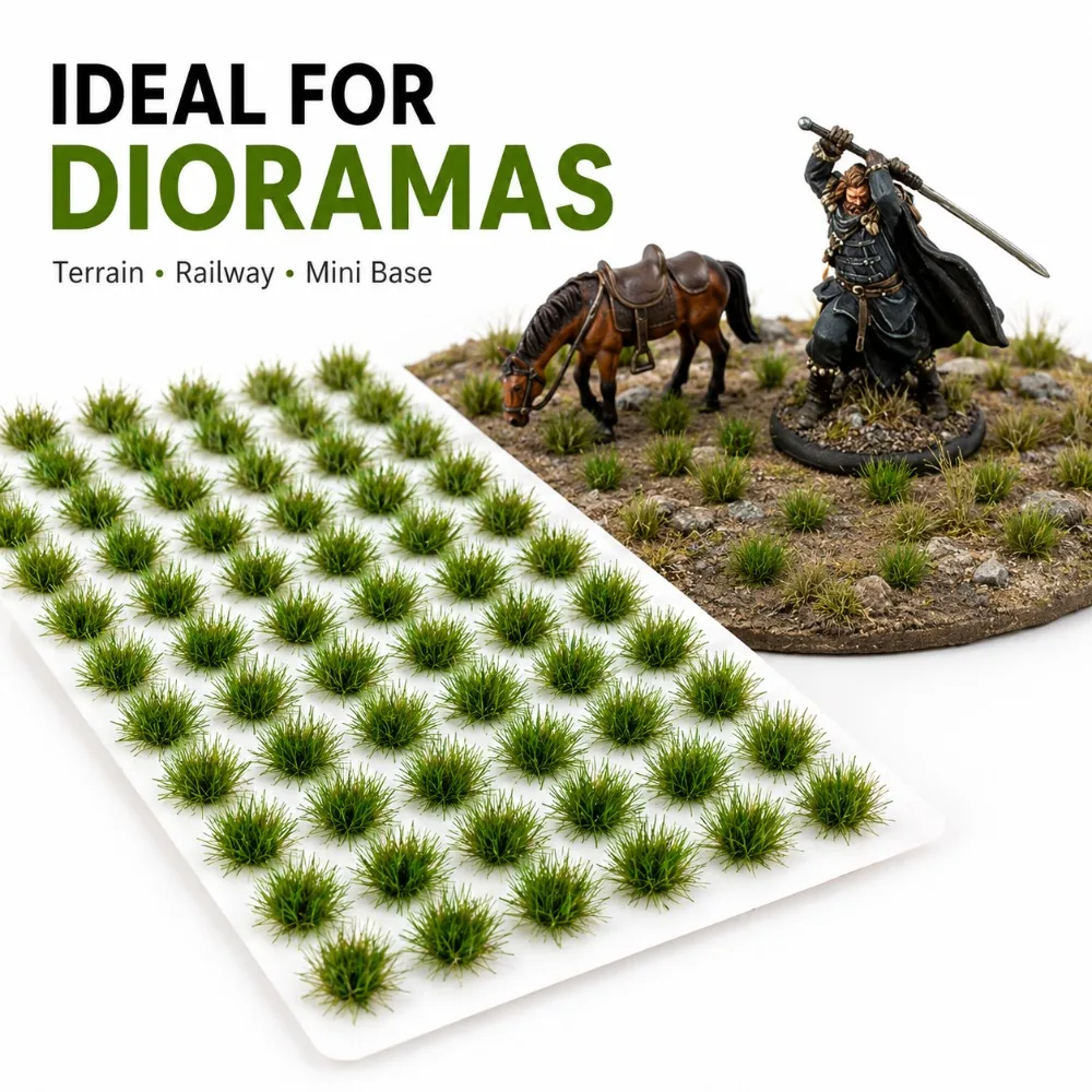 104 Piezas de Hierba Artificial, Mini Arbustos Estáticos para Maquetas de Ferrocarriles, Dioramas, Decoración de Paisajes