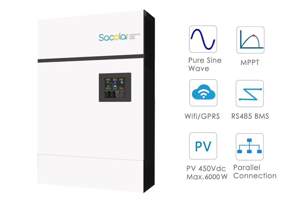 3.5-6KW 230VAC 48VDC Solar Off-grid Inverter Built-in Solar MPPT Controller Sine Wave Inverter 50/60HZ Can Work Without Battery