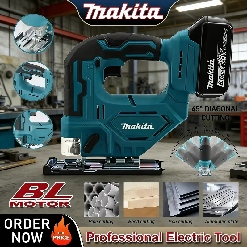 

Бесщеточная аккумуляторная сабельная пила Makita DJV182, 18В, литий-ионная, многофункциональный электроинструмент для резки дерева