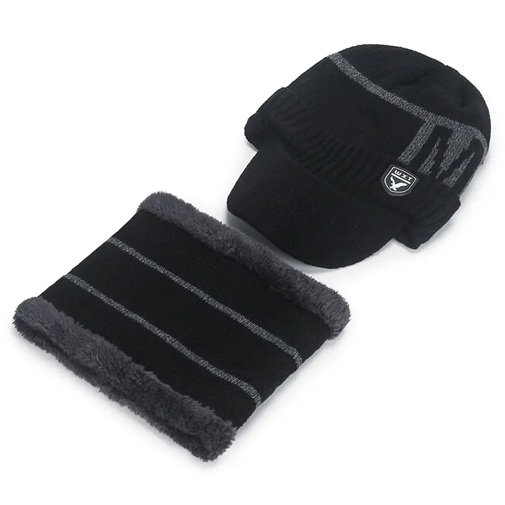 2 قطعة/المجموعة في الهواء الطلق سميكة يندبروف قبعة وشاح الشتاء الدافئة قبعة قبعة لينة الصوف الرقبة حماية قبعة للرجال والنساء