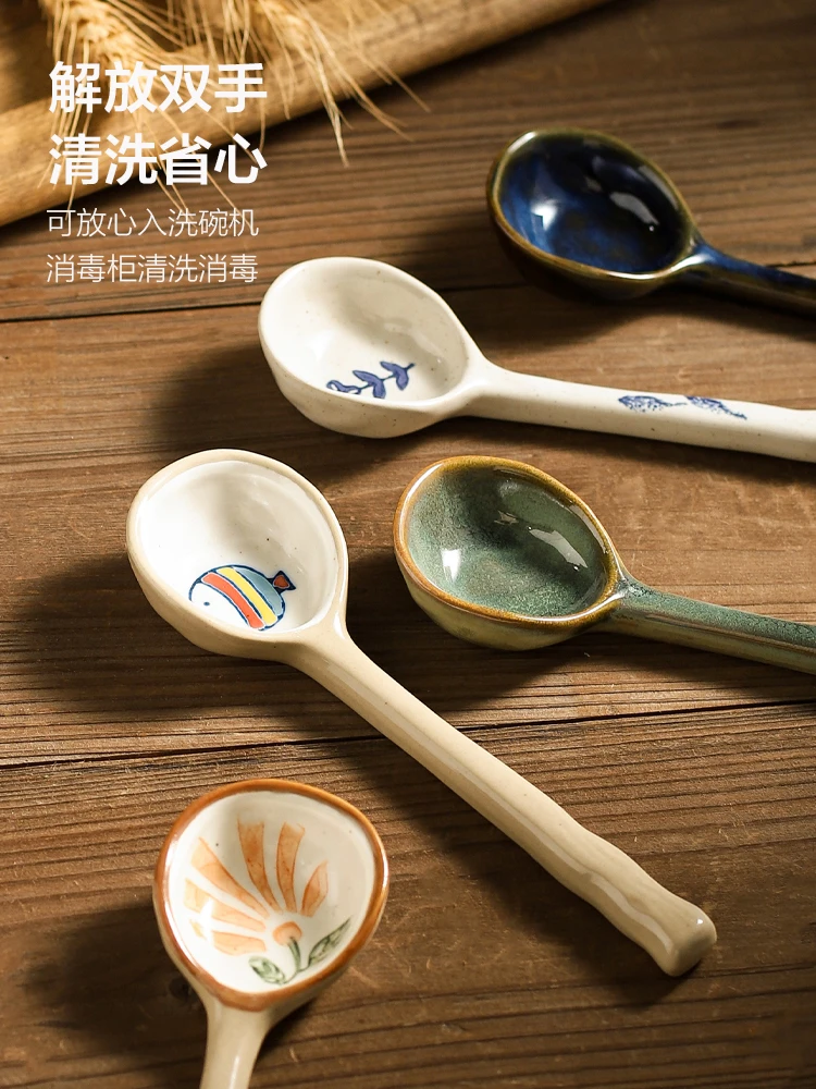 

Japanese-style Ceramic Spoons Household Soup Spoons Cute High-value Stoneware Spoons Ins Style Kitchen Dining Tableware Spoons