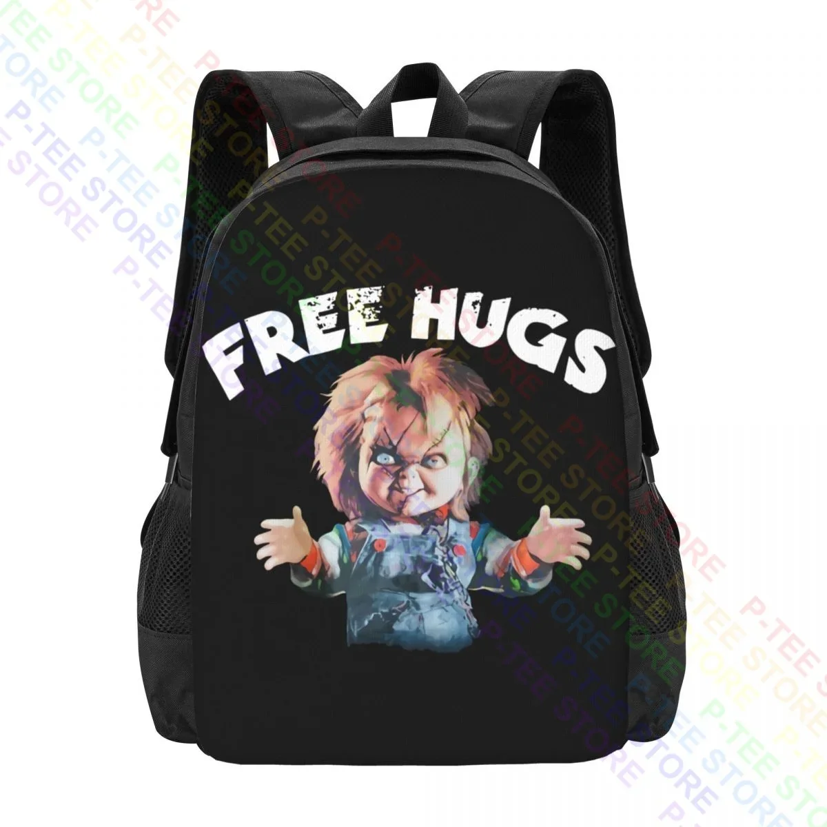 Mens Black Chucky Doll Scary Halloween GraphicBackpack Large Capacity Vintage Gymnast Bag