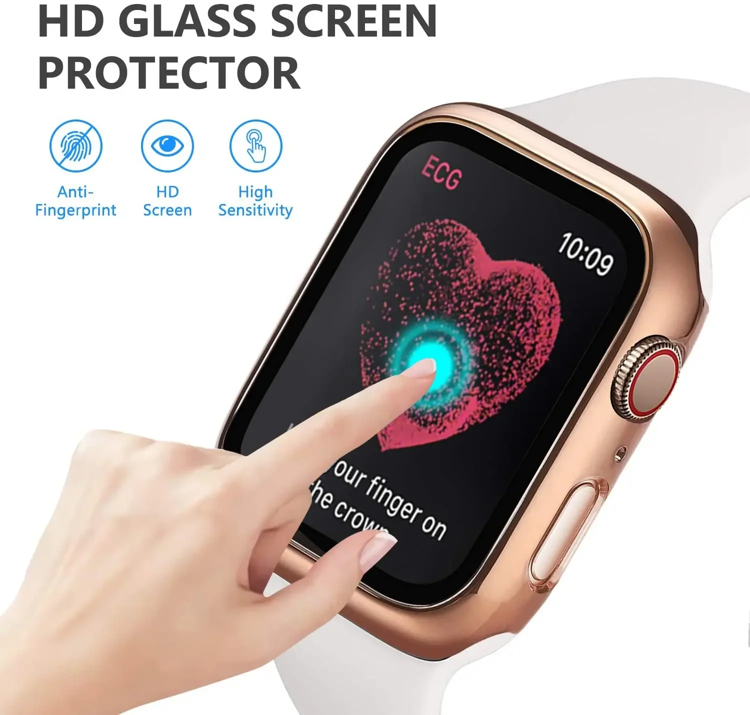 Tempered Glass+cover For Apple Watch 9 8 41mm 45mm 42mm 38mm PC bumper Screen Protector Case iWatch series 7 6 5 4 se 44mm 40mm