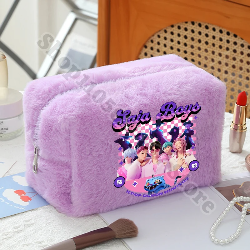 KPop شيطان الصيادين النساء أنيمي أفخم حقيبة مستحضرات التجميل فتاة الكرتون لطيف حقائب مكياج موضة أحمر الشفاه كيس التخزين اكسسوارات الهدايا #3