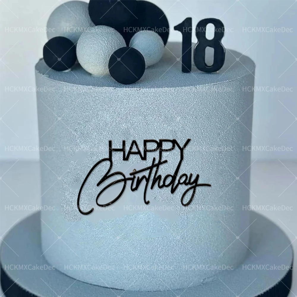 3 قطع من أغطية كعكة عيد الميلاد السعيدة من الأكريليك باللون الذهبي والفضي والأسود، لتزيين جانبية لحفلات أعياد الميلاد