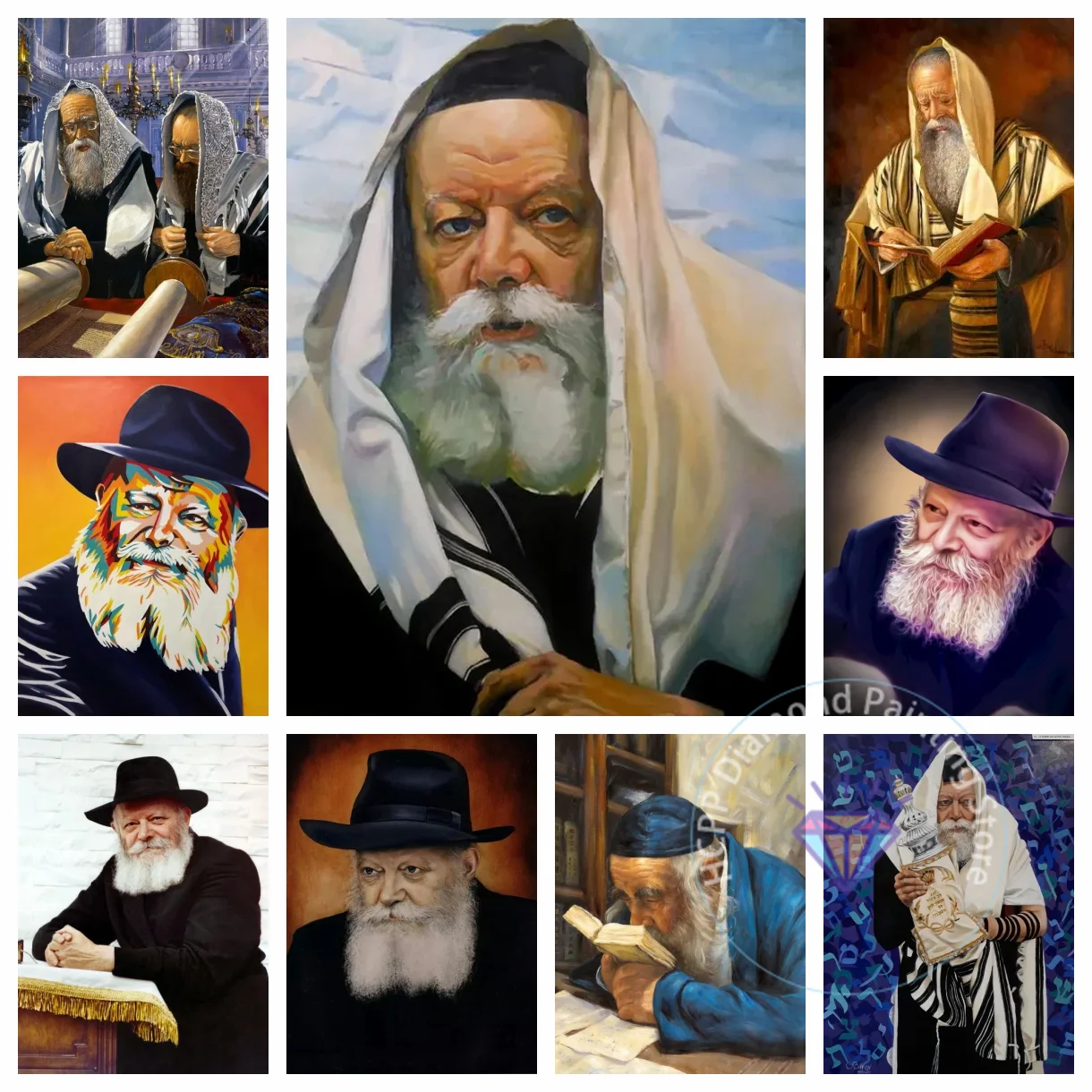 Jewish Rabbi Lubavitch Diamond Painting Kit 5D DIY Chabad Rebbe Torah Diamond Handmade Art Exquisite Adult Gift Home Decoration