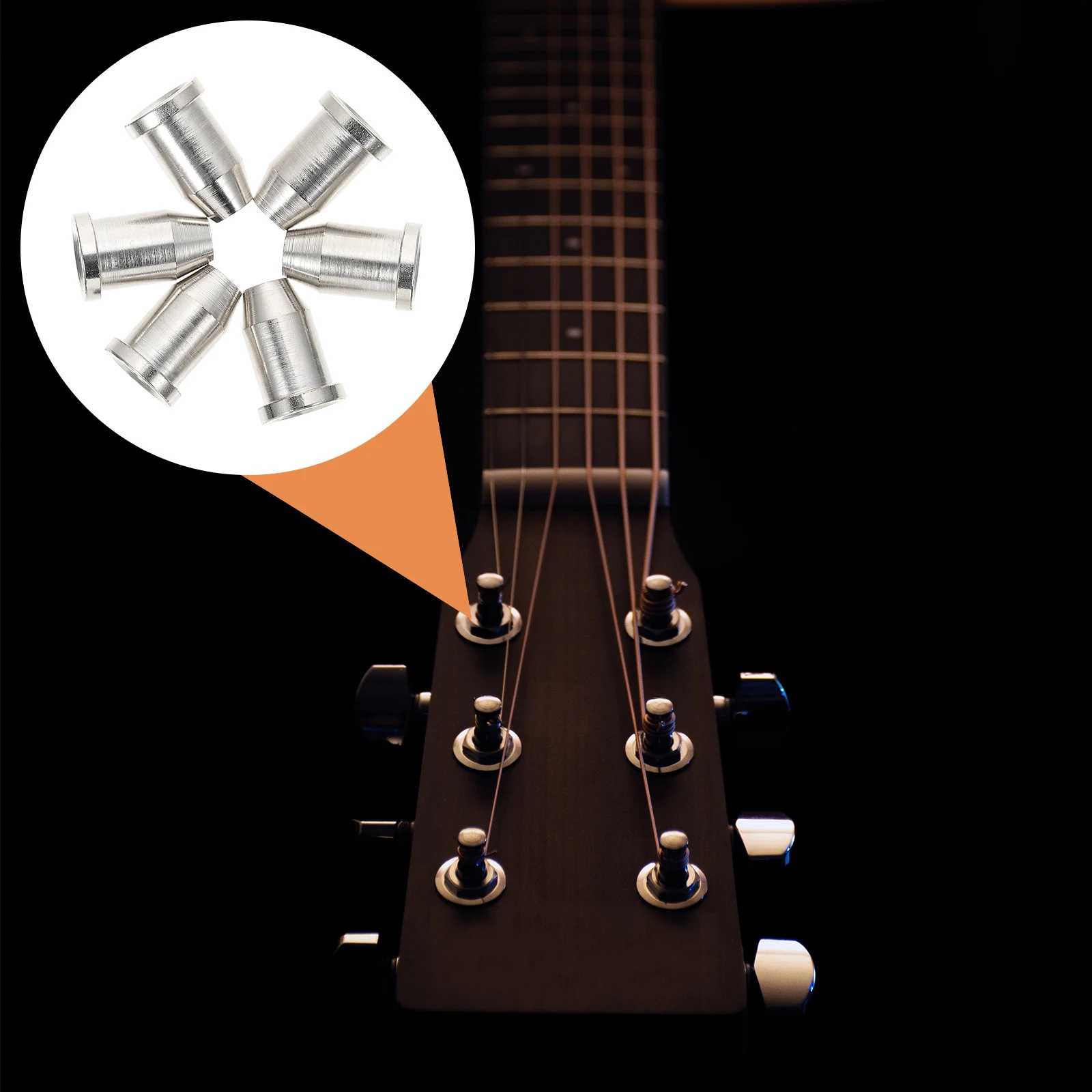 

6Pcs Guitar String Ferrules Metal Material Fine Workmanship Enhance Guitar Parts Supplies Retainers