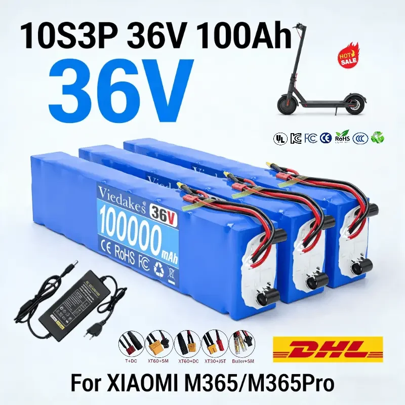 

100% VIEDAKES✅ - 10S3P 36V Lithium Battery 100000mAh 18650 for Electric Scooter compatible for M365 36v scooter bike