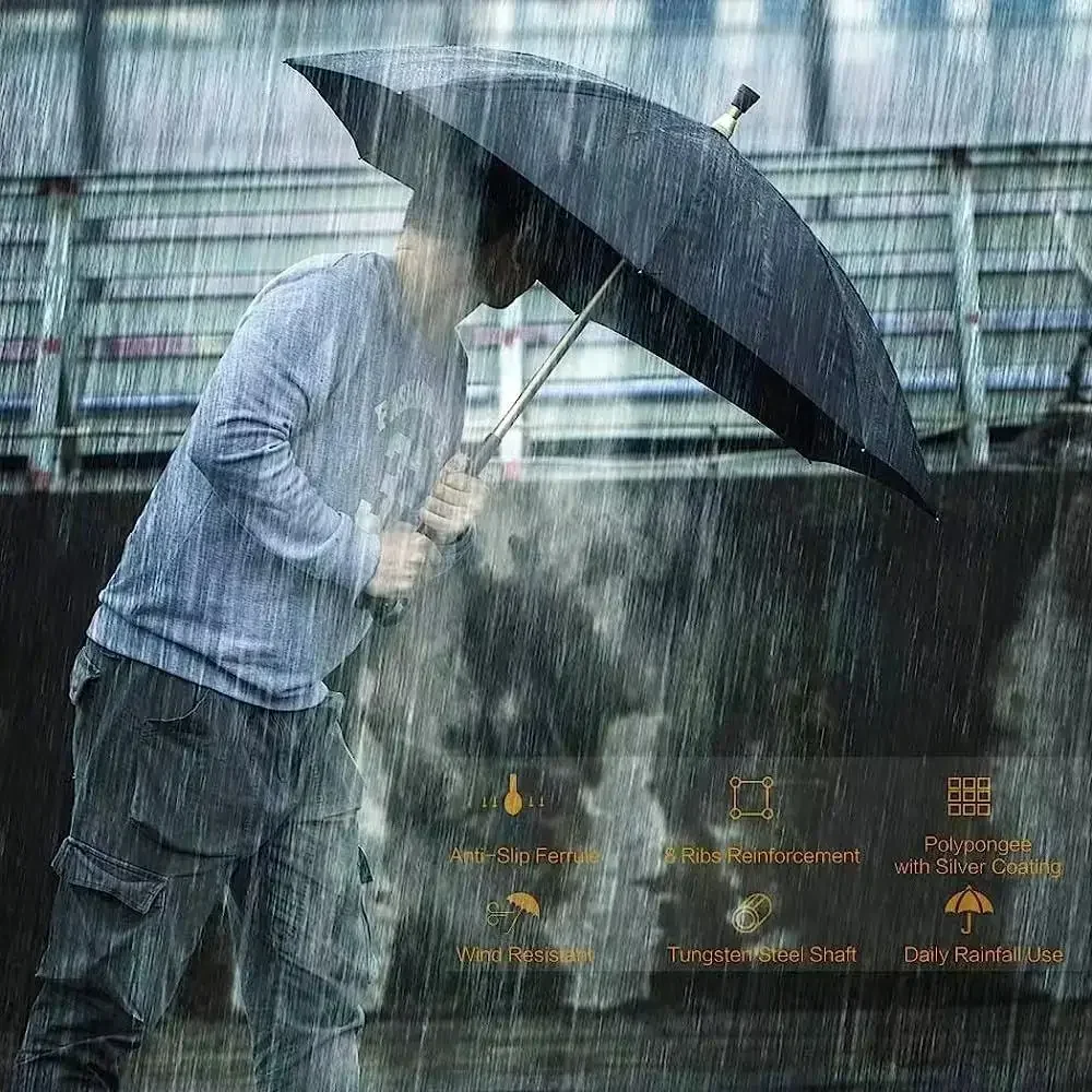 Imagem -05 - Sexta-feira-bengala Antiderrapante para Homens Equipamento de Chuva Masculino à Prova de Vento Guarda-chuva Criativo com Cana de Alta Qualidade