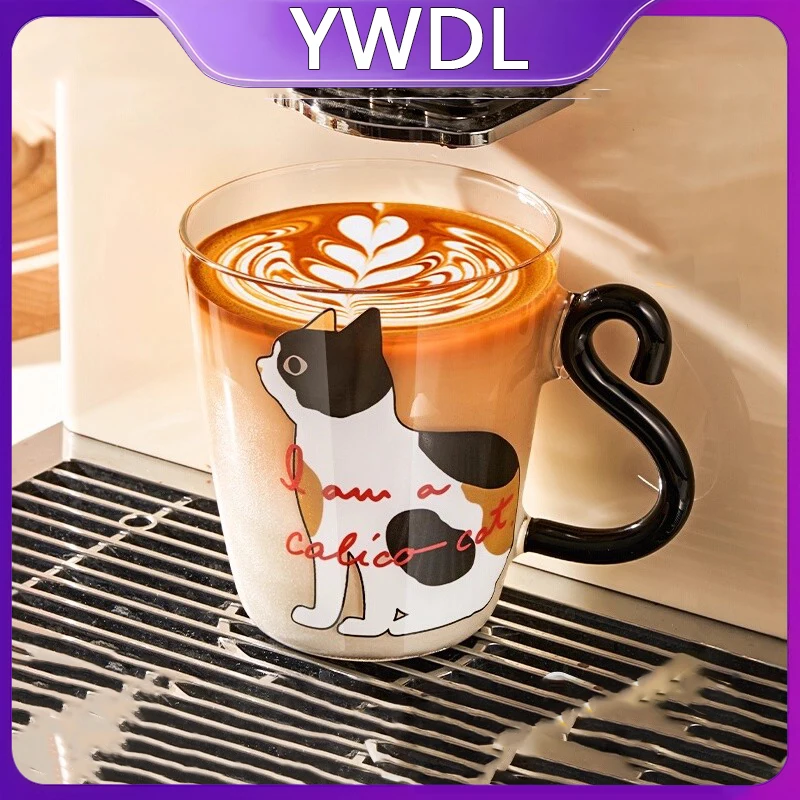 250 ml Tierförmige Glastasse mit Griff, niedliche Cappuccino-Latte-Kaffeetasse, klare Milchteetasse, Weihnachtsgeschenke zum Valentinstag