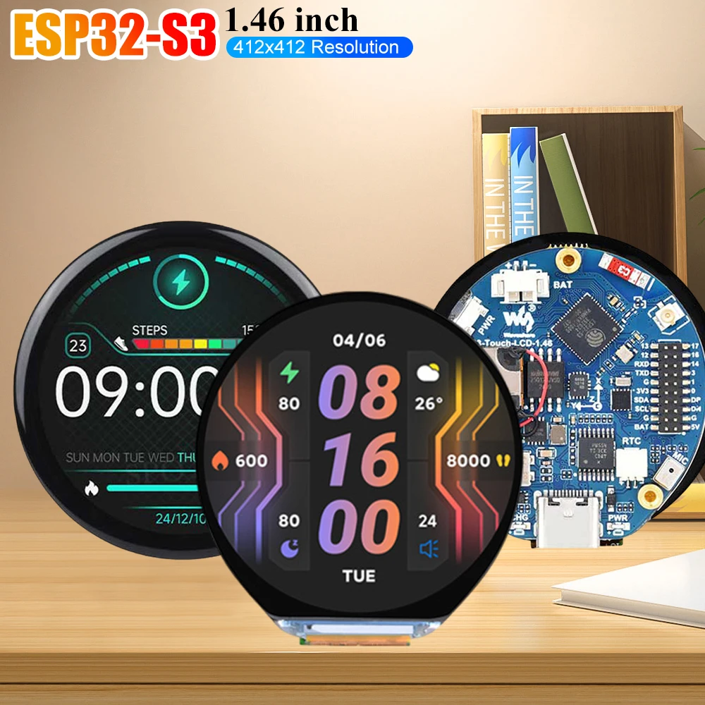 DeepSeek XiaoZhi AI الدردشة الصوتية روبوت صندوق ESP32-S3 مجلس التنمية 1.46 بوصة شاشة الكريستال السائل 412x412 القرار ESP مساعد المنزل