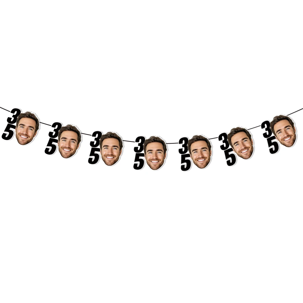 6/12 قطعة مخصص عيد ميلاد سعيد صور راية 18 21 35 45 55 سنة عيد ميلاد معلقة راية شخصية الوجه صور لافتات