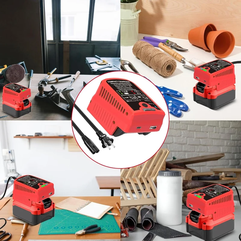 Craftsman 20V リチウムイオンバッテリー用高速ワイヤレス充電アダプター、旅行用 Type C&USB 出力付き、キャンプ用 3A 電話充電器
