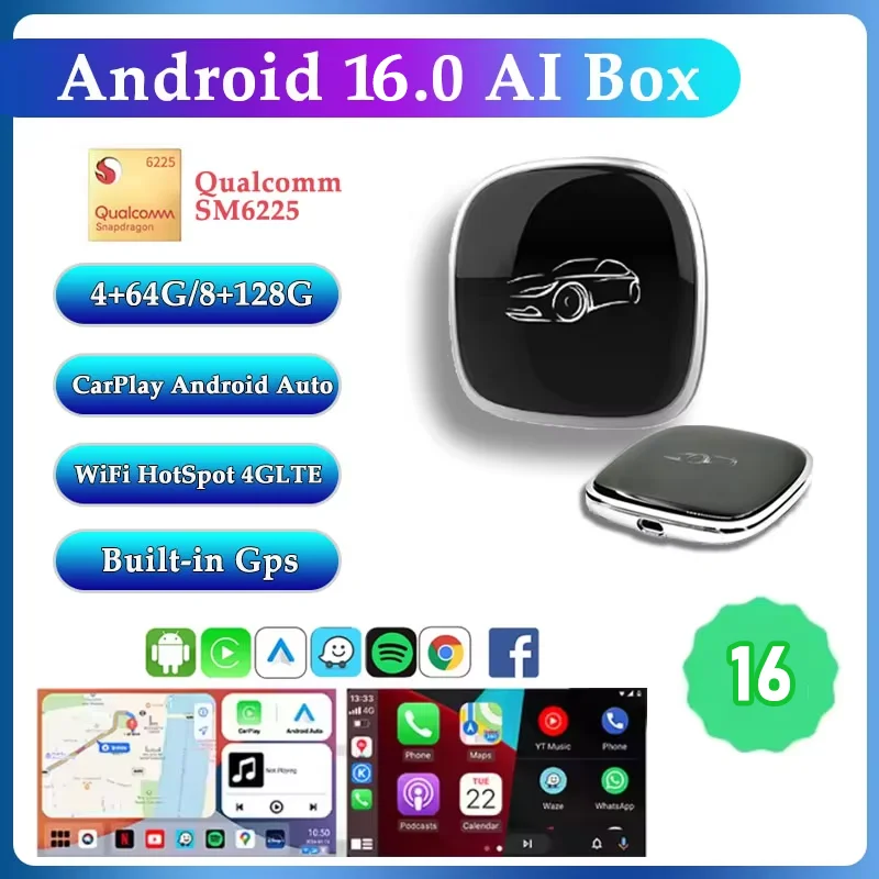 WDFL Applepie Ultra Qualcomm 6225 Android 16 Carplay AI Box 8G 128G