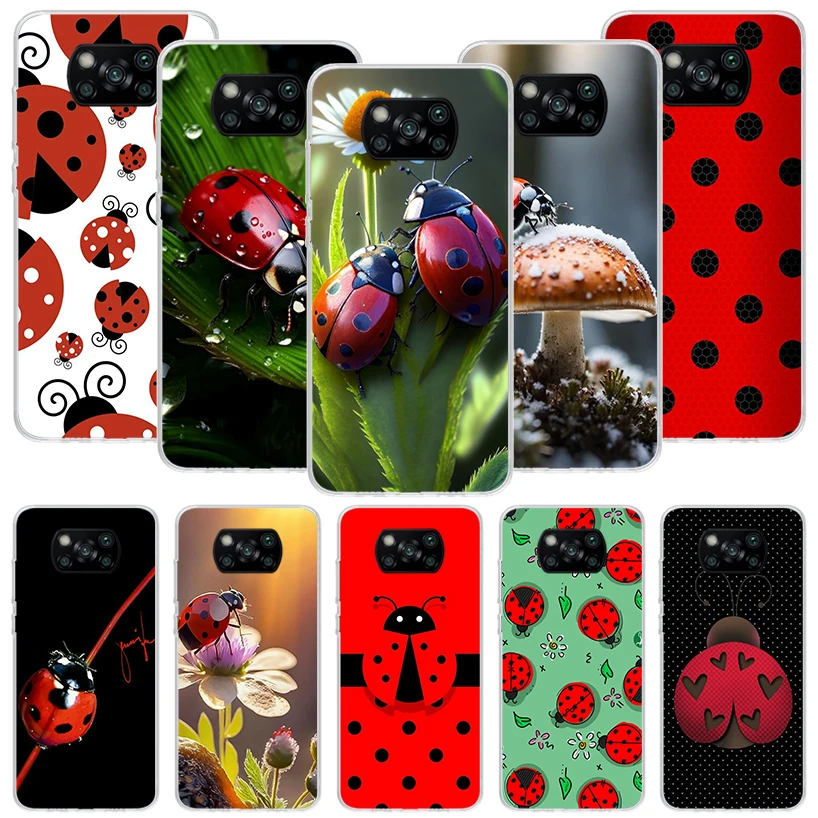 Insect Seven-Star ladybug Phone Case For Xiaomi Poco X6 X5 X4 X3 Nfc F5 F6 Pro F3 F2 F1 F4 Gt M5S M4 M3 M2 Soft Coque Cover X3 N