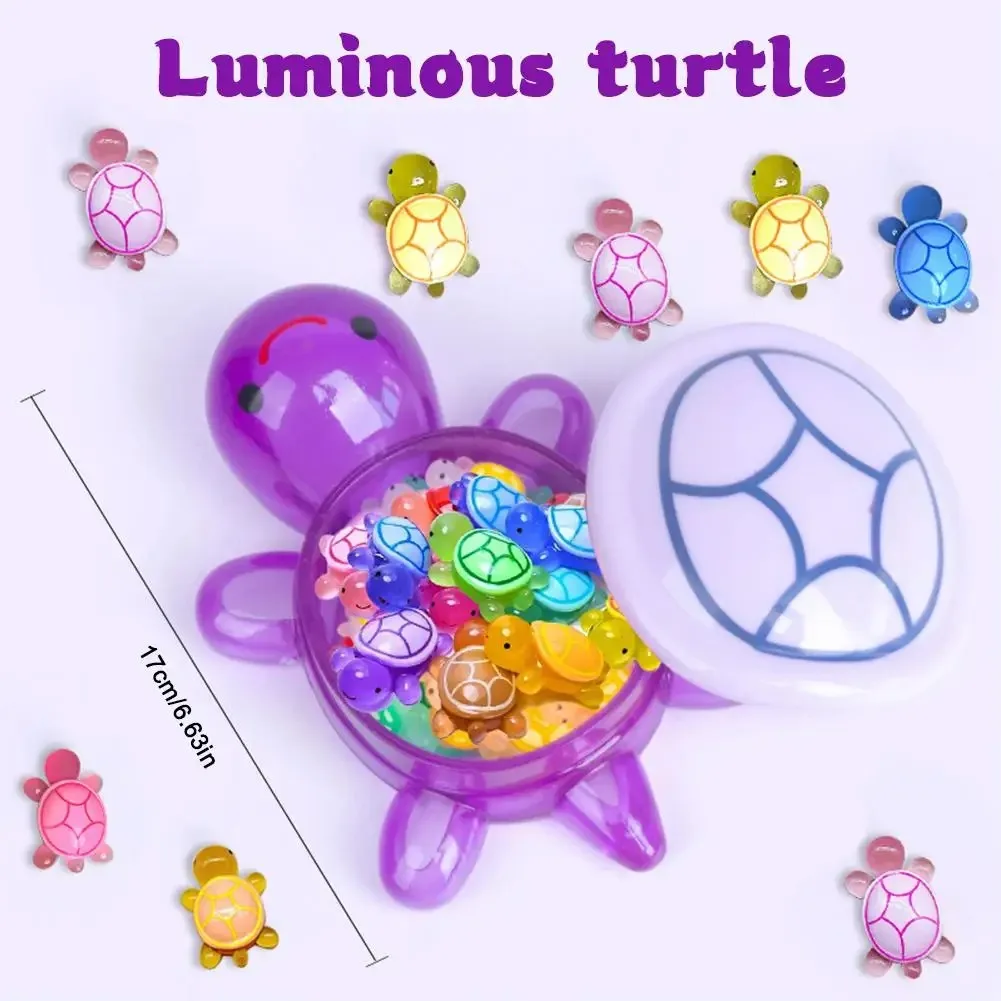 100pcs Cute Mini Luminous Turtle Storage Case Ornaments Miniatures Turtles Micro Landscape Garden Home Decor Surprise Gift